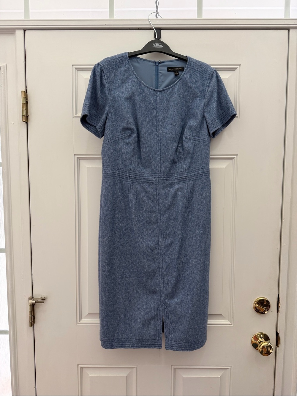 Banana Republic Chambray-Style Midi Sheath Dress in Blue